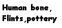 Text Box: Human bone, Flints,pottery