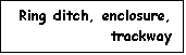 Text Box: Ring ditch, enclosure, 
trackway
